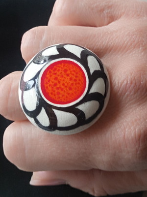 Vintage rave ring early 90's ceramic adjustable like new