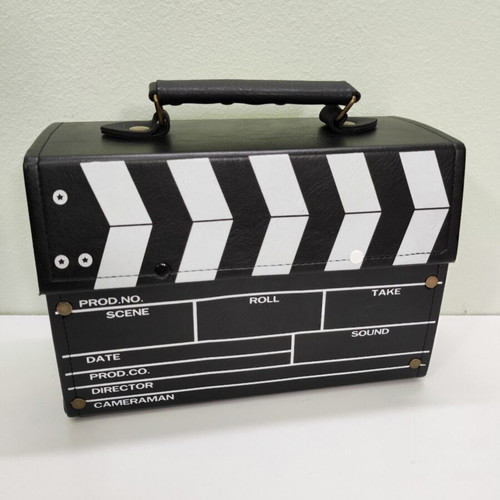 Clapperboard style lunch box bag new, black, adjustable strap