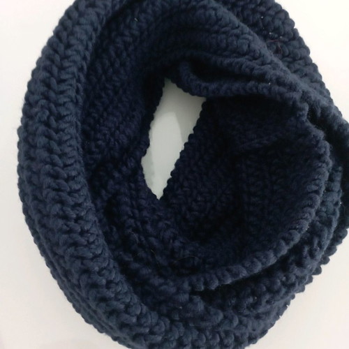 Knitted handmade men's scarf blue new
