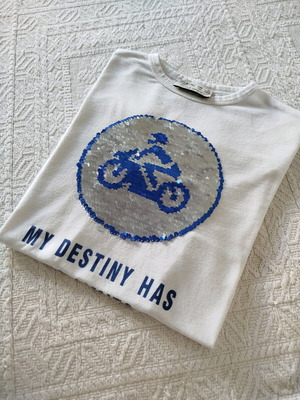 Zara βαμβακερό tshirt νούμερο 8 σαν καινούργιο, άσπρο και μπλε