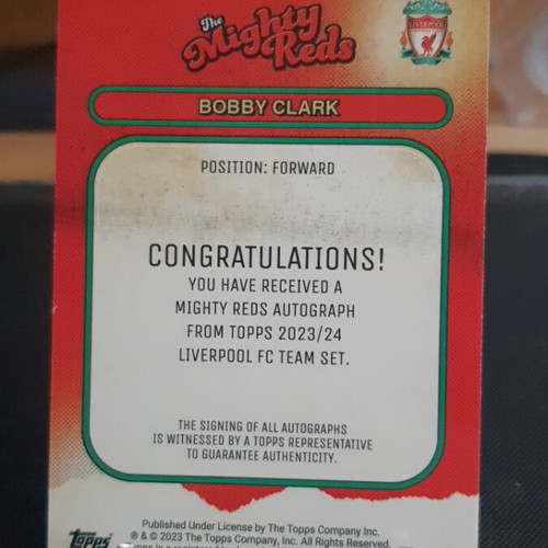 Topps Liverpool Team Set 2023-24 Bobby Clark auto like new