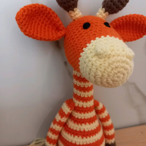 Organic knitted giraffe toy new, handmade