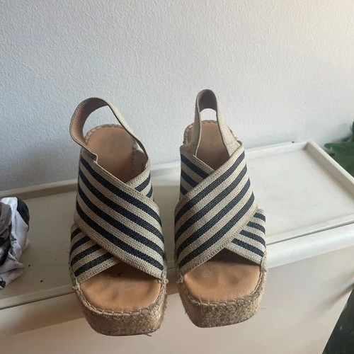 ALE platform sandals size 37 used, white and blue