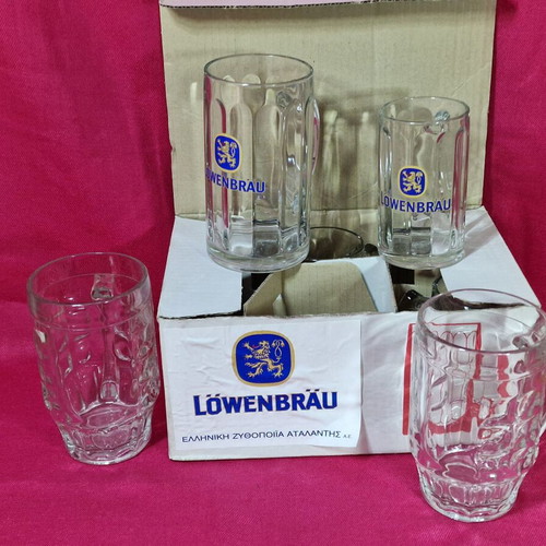 Cricket beer glasses new, set of 8 pieces 300 & 500ml
