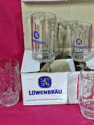 Cricket beer glasses new, set of 8 pieces 300 & 500ml