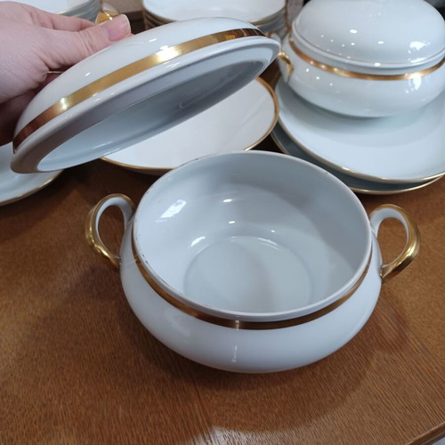 Eschenbach Bavaria porcelain dinnerware set 25 pieces with gold details like new