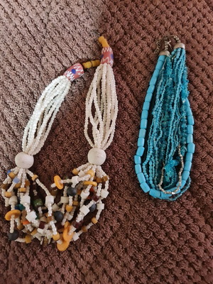 Κολιέδες boho σαν καινούργιο, έθνικ με μπλε και ασημί χρώματα
