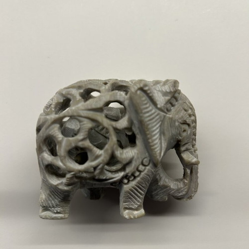 Handmade Indian Elephant Figurine in Soapstone, Like New