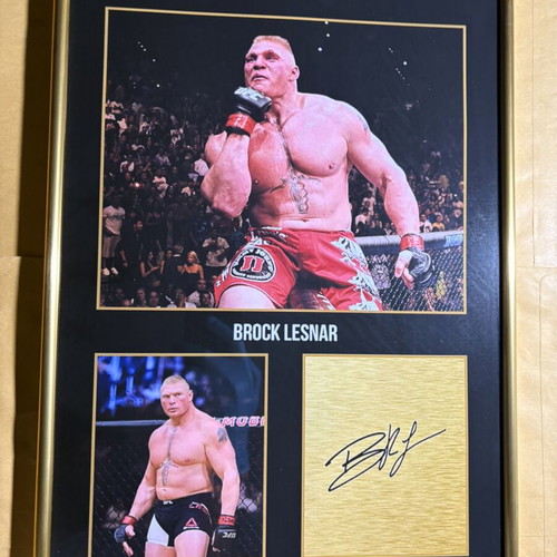 Brock Lesnar Signed UFC Heavyweight Champion Poster new