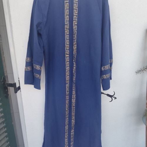 Vintage Greek Caftan DURA 60s 70s with Gold Embroidery Boho Chic Hippie