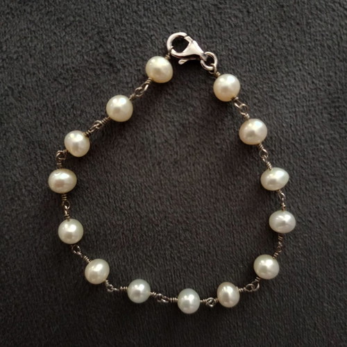 Bracelet with pearls 18cm like new, 925° silver