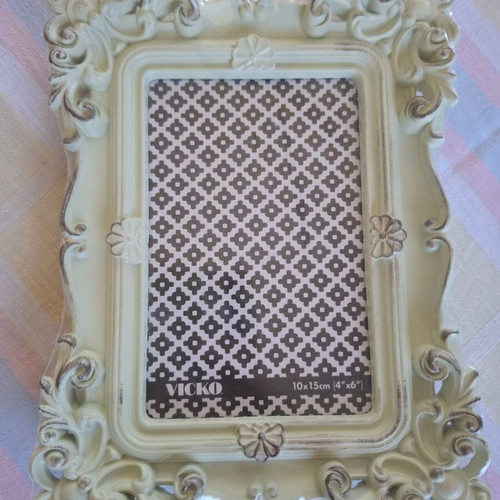 VICKO photo frames with vintage embossed design, cream