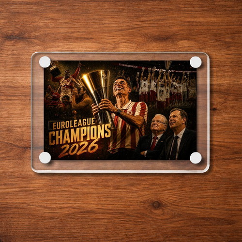 Ακρυλικό μαγνητάκι Euroleague Champions 2026 Ολυμπιακός καινούργιο