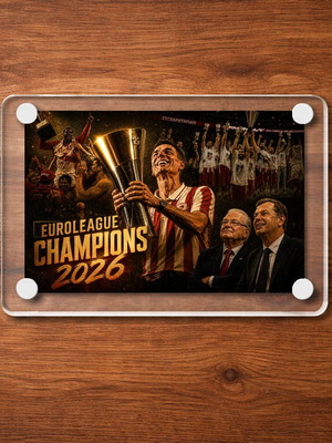 Ακρυλικό μαγνητάκι Euroleague Champions 2026 Ολυμπιακός καινούργιο