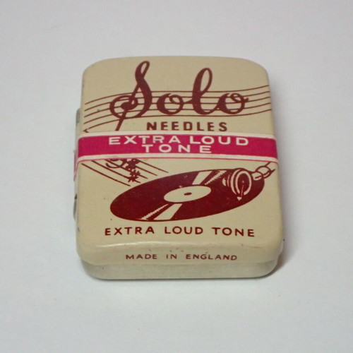 Vintage Solo metal box with needles for record player, new, sealed