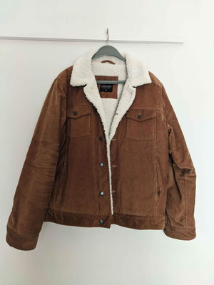 Мъжко кафяво кадифено яке с овча подплата, като ново, размер XL
