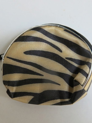 Small coin wallet used, beige with zebra pattern