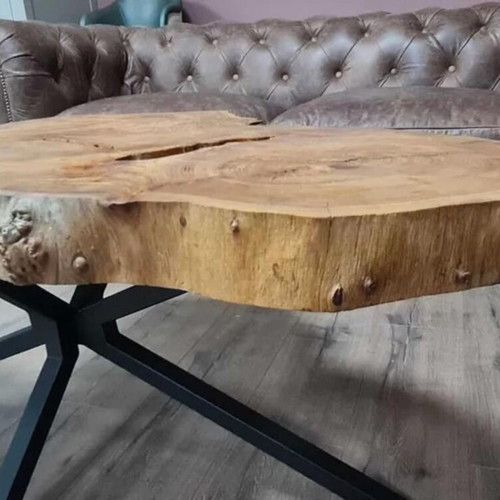 Solid wood coffee table with metal legs new