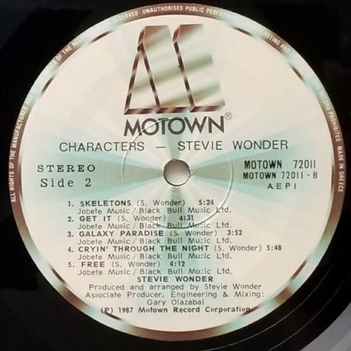 Stevie Wonder Characters vinyl LP album