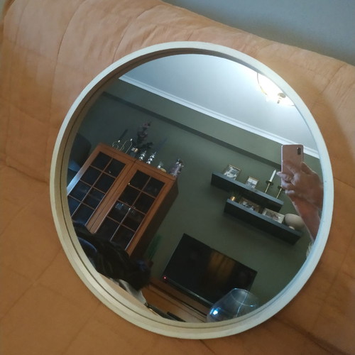 Wooden mirror new, 55 cm diameter