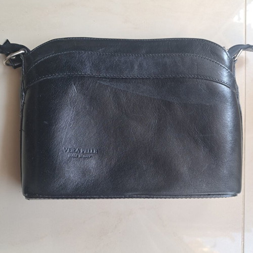 Vera Pelle shoulder bag used, black leather, made in Italy