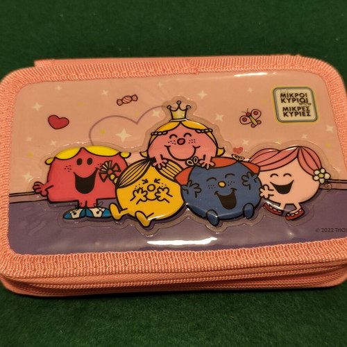 Little Miss Mr. Men children's double-zip pencil case, pink