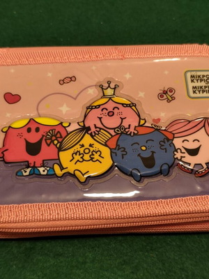 Little Miss Mr. Men children's double-zip pencil case, pink
