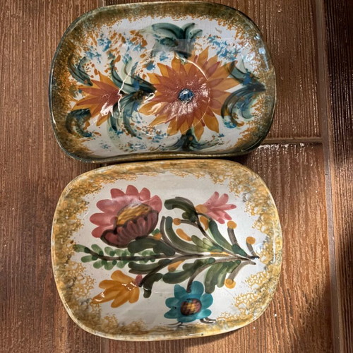 Ceramic handmade platters used, set of 2 pieces