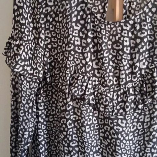 Women's leopard print blouse with frill, H&M, size medium, like new
