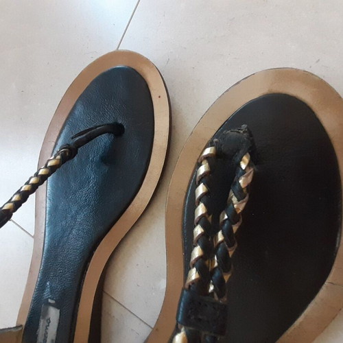 Pepe Jeans leather sandals size 37, black and gold