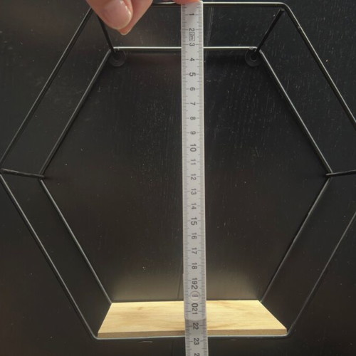 Metal wall shelves used set of 2 with wooden base hexagon