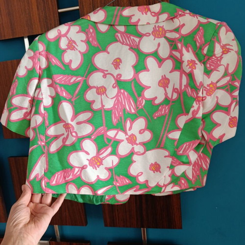 Cropped vintage summer blazer Pianoforte di Max Mara like new, pink and green