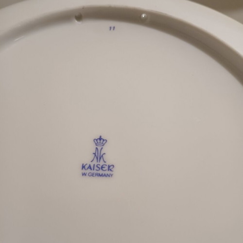 Vintage porcelain plate by Kaiser with deer illustration used