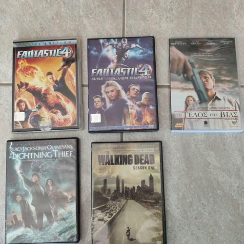 DVD set Fantastic 4, Percy Jackson, The Walking Dead season 1 with Greek subtitles like new