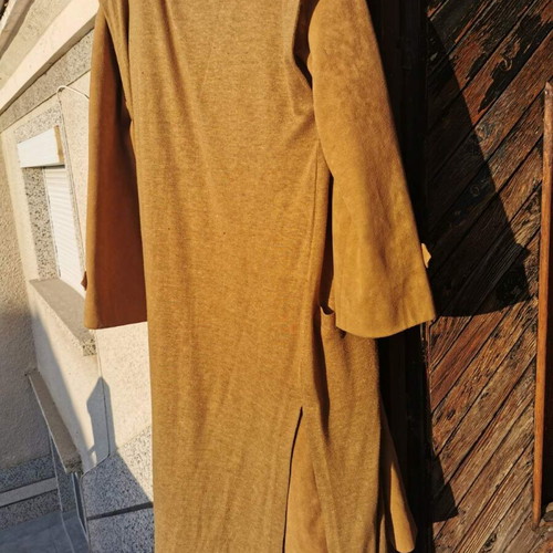 Grosse classic women's suede trench coat with buttons, mustard color