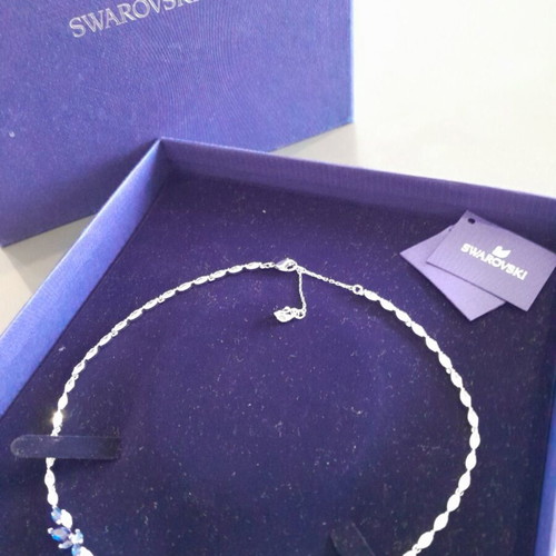 Swarovski necklace with white and blue crystals