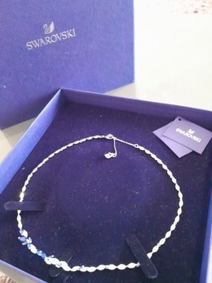 Swarovski necklace with white and blue crystals