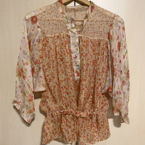 Zara transparent floral shirt size M like new, orange colorful