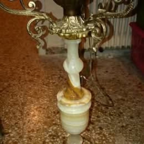 Table lamps with marble base like new, set of two, 50 years old