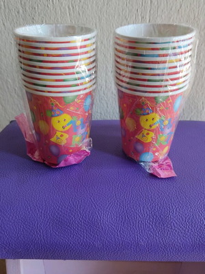 Paper party cups Happy Birthday with colorful balloons, pack of 10