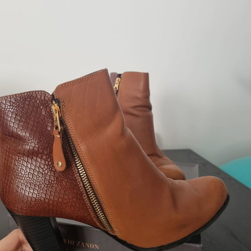 Sagiakos leather high-heeled ankle boots like new, brown two-tone, size 41