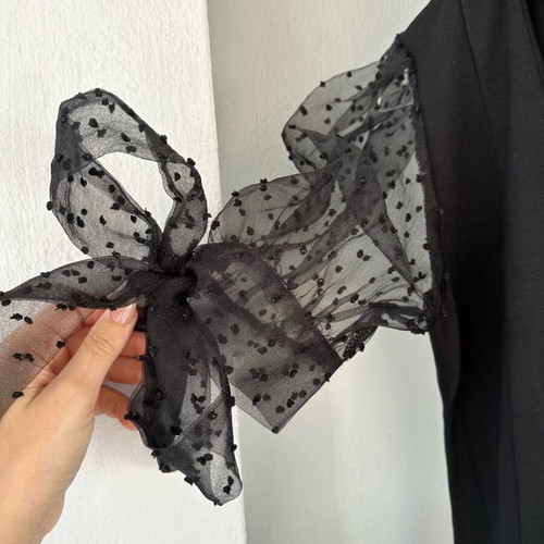 Toi Moi dress black like new with polka dot tulle sleeves, size S
