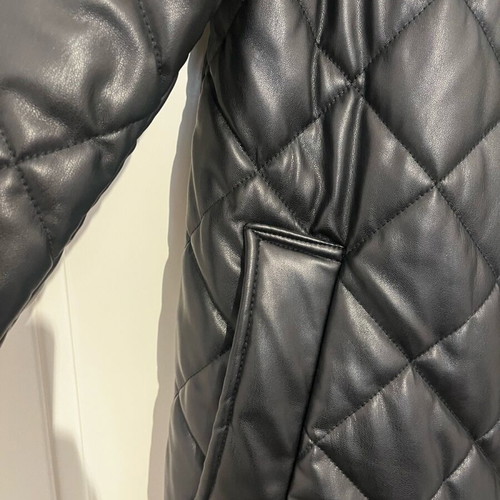 Black Quilted Faux Leather Zara Coat like new, black, size S