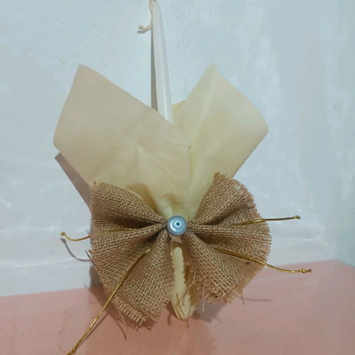 Candle lampada new with felt bow and decorative evil eye