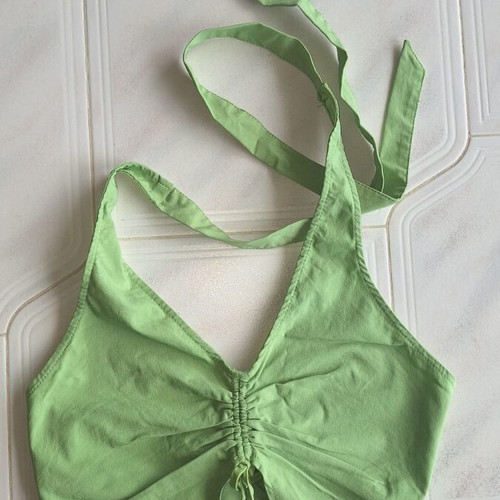 H&M Divided Green Halter Crop Top Size S like new