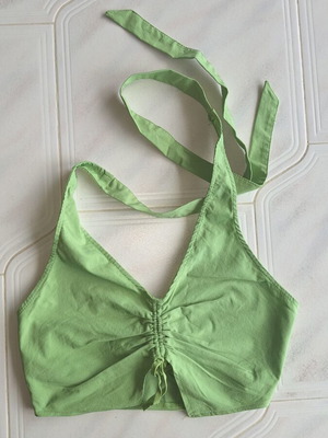 H&M Divided Green Halter Crop Top Size S like new