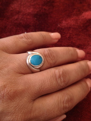 Silver ring 925 with blue turquoise-type stone used
