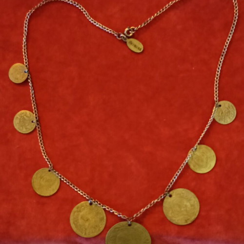 Hermina necklace with Ottoman coins like new, metal and bronze
