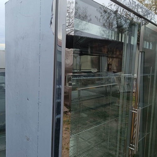Stainless Steel Upright Display Fridge used, 2.15m height, double doors