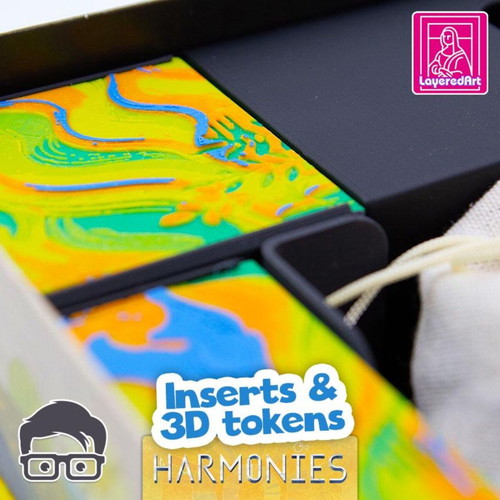 Harmonies Board Game Organizer new, 3D printed insert for sleeved cards